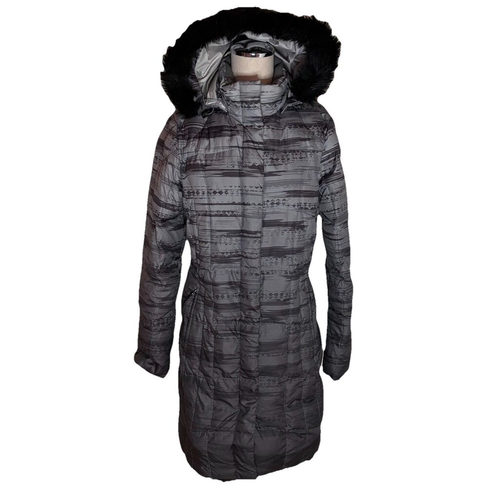 Eddie Bauer Lodge Down Parka Coat 650 FP Faux Fur Hood Women’s M Cinder Gray